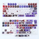 Premium Acheron Honkai Star Rail Cherry profile keycaps set, showcasing exclusive dark elegance and sci-fi aesthetics from multiple angles.