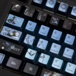 Exclusive Amon Lord of Mysteries keycap set, showcasing its intricate steampunk design and dark fantasy details from multiple perspective angles.