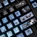 Exclusive Amon Lord of Mysteries keycap set, intricately designed with dark fantasy and steampunk details from various angles.