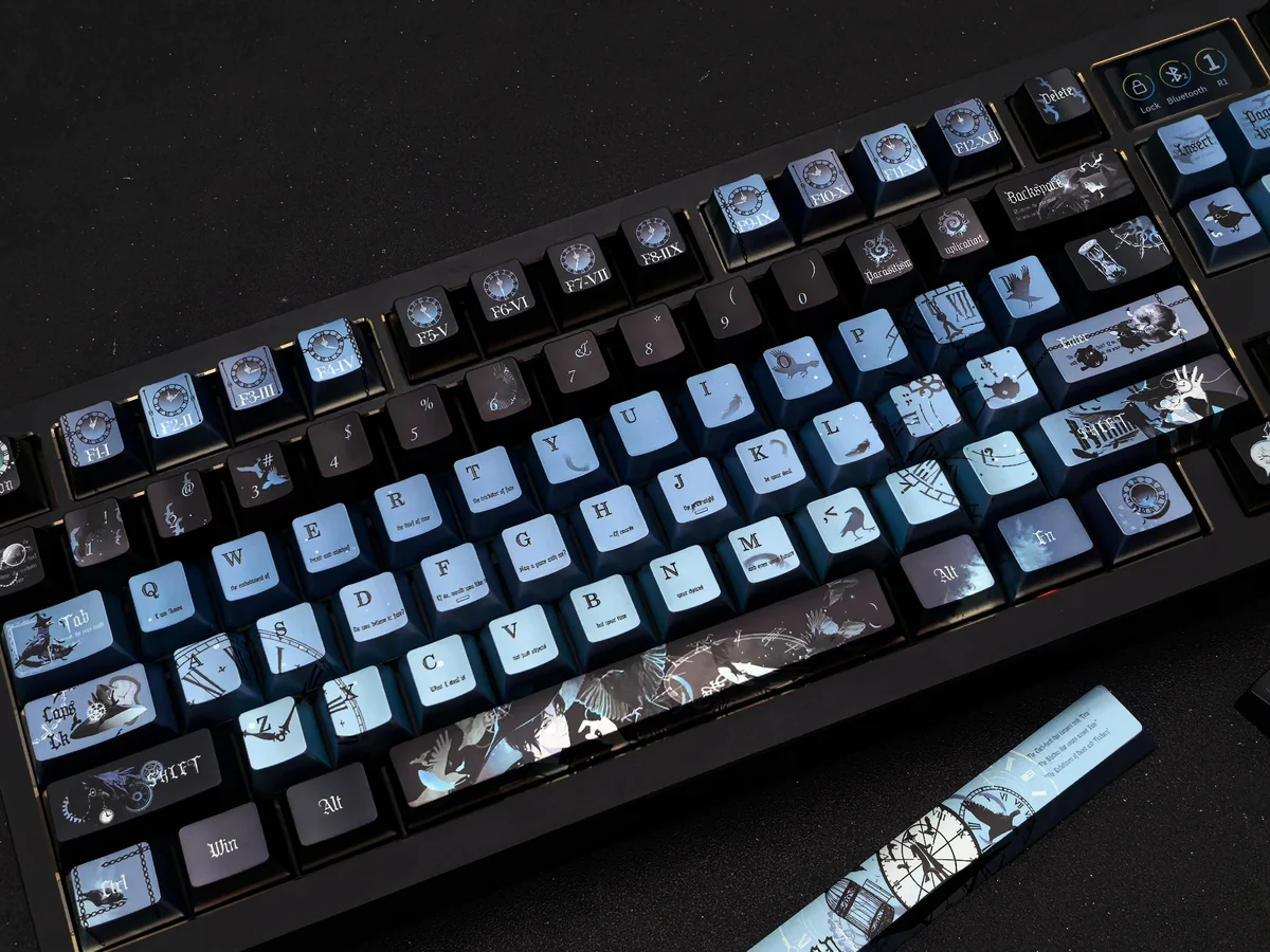 Exclusive Amon Lord of Mysteries keycap set, intricately detailed with dark fantasy steampunk elements, showcased as a premium collectible setup.