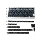 Premium Angular Shadow black PBT double-shot side-print keycaps set, elegantly illuminating their sleek, subtle shine-through legends.