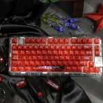 Dynamic Anime Battle Princess Gaming Keycap Set gallery. Multiple angles showcase the vibrant dye-sub PC shoujo design and translucent frosted finish.