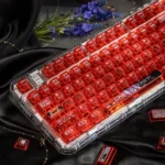 Anime Keycap Set gallery shows vibrant dye-sublimated PC Battle Princess, silver-haired shoujo, translucent frosted finish.