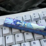 Multiple views of the Premium Titanium Anna Yanami Anime Space key Keycap 6.25U, highlighting its vibrant custom anime art and sleek polished design.