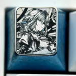 Precision-engraved Wuthering Waves: Galbrena Keycap, an artistic custom ESC featuring intricate dot-art details on durable titanium.