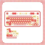 Rustic Town Apple Keycaps Set, MOA Profile, showcasing heartwarming pastoral apple art from various angles with soft, whimsical colors.
