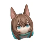 Adorable Arknights Amiya keycap presented from various artistic angles, highlighting its unique fan-art chibi design and collectible quality.