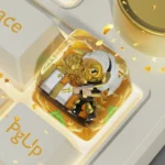 Main image of a handcrafted tactical D-Wolf artisan keycap, showcasing its fierce predatory design and intense red military accents.