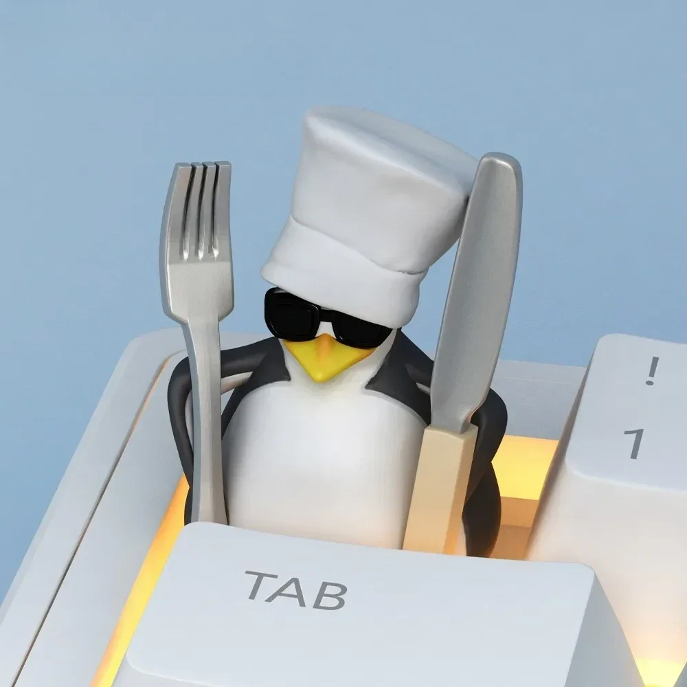 Multiple angles of the handcrafted Vulgar Penguin artisan keycap, showcasing its expressive design, vibrant colors, and meticulous details.