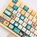Exclusive Asaba Harumasa keycap set gallery, showcasing subtle anime-inspired character motifs and harmonious colors from multiple artistic angle.
