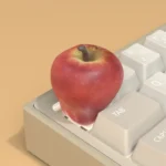 Mystical Peace Apple artisan keycap luminous artisan ESC keycap, captured from multiple perspectives, revealing its dark, rugged design and captivating red design.