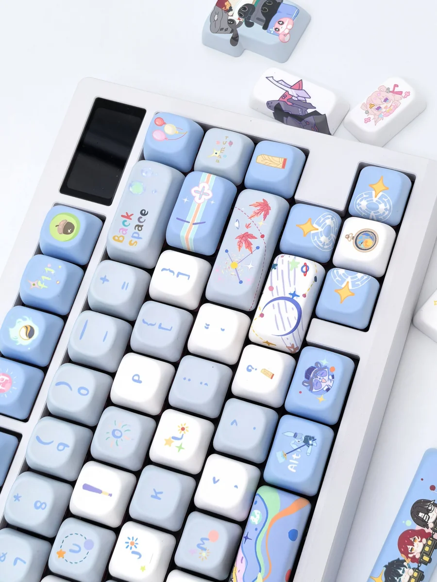 Astral Express artisan keycap set gallery views. Intricate sci-fi cosmic design, showcasing premium craftsmanship from all angles.
