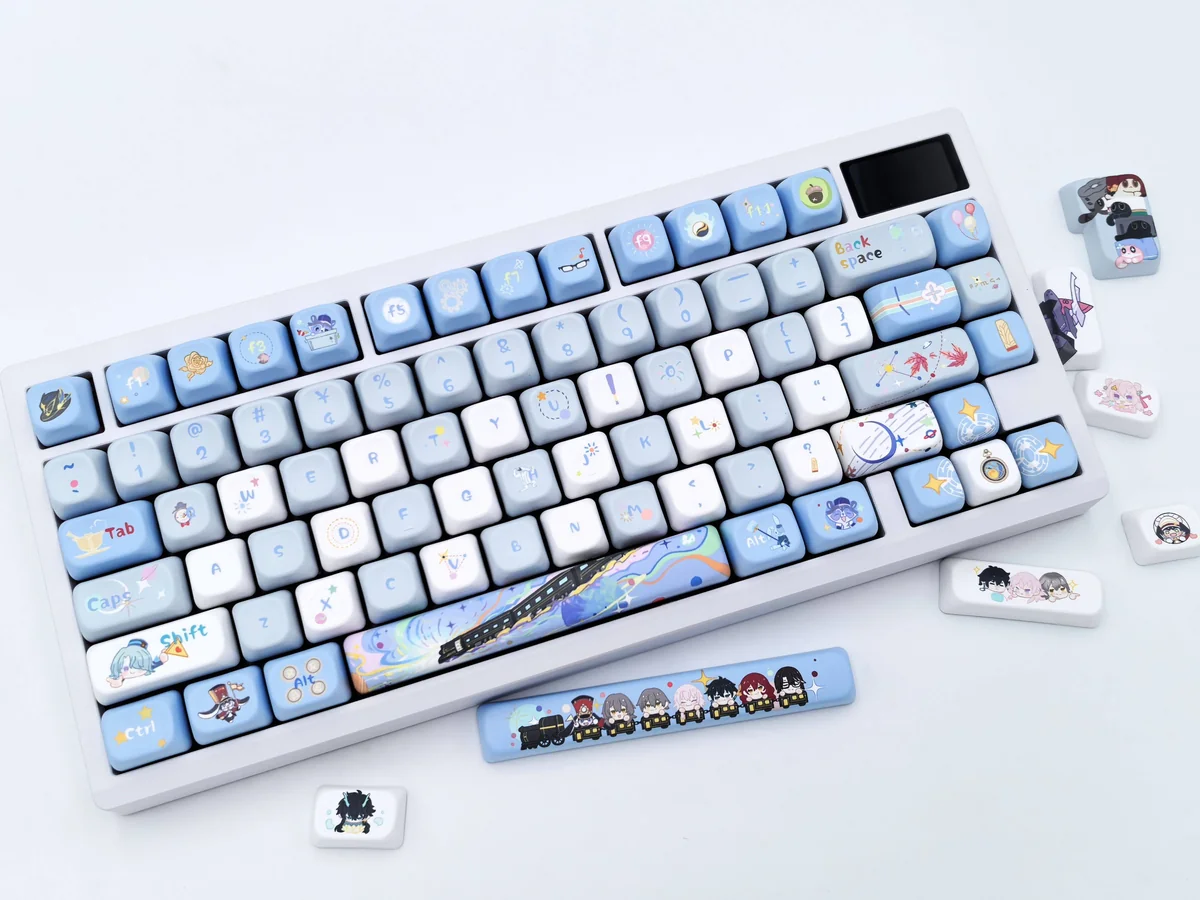 Experience the Cosmic Journey with this exclusive Astral Express artisan keycap set, featuring intricate sci-fi cosmic design details.