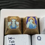Premium Asuka Evangelion Titanium ESC keycap, a vibrant anime metal keycap showcasing intricate high-precision artistry and striking colors.