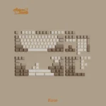 Autumn PBT keycaps set from the Concert Dye-sub set, showcasing warm earthy tones, vintage instruments, and serene forest art.