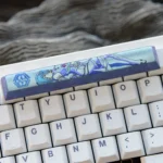 Vibrant Ayanami Rei titanium space key keycap, showcasing the iconic Evangelion anime metal artisan design.