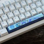 Ayanami Rei Keycap Titanium Space key product gallery, revealing vibrant Evangelion anime art on polished titanium, showcasing its premium sci-fi design.