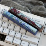 A collection of images highlighting the vibrant Evangelion Ayanami Rei Titanium Space key Keycaps intricate anime art and premium finish.