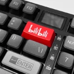 A gallery of vibrant BiliBili RGB accent keycaps, highlighting the iconic logo, vivid colors, and dynamic RGB-ready design from multiple perspectives.