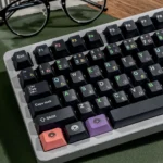 Playful collection of whimsical blueberry donut magnetic switch keycaps set for Wooting keyboards, featuring vibrant PBT dye-sub design.