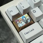 Premium Bocchi the Rock! Titanium Tab Keycap showcasing vibrant anime art on sleek anodized titanium. An exquisite Bocchi Keycap.