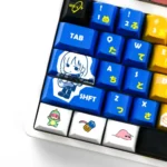 Full Bocchi Keycaps set: Vibrant PBT keycaps set for mechanical keyboards, featuring Bocchi the Rock! Kessoku Band anime art from multiple angles.