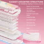 Adorable Ragdoll keyboard from multiple angles, highlighting its whimsical acrylic stacked design and tri-mode mechanical features.