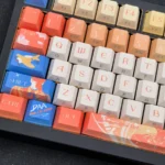Caleb Keycap Set gallery showing multiple views, emphasizing exclusive side-printed character designs.