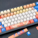 Multiple perspectives of the exclusive Caleb Keycap Set, emphasizing the elegant side-printed legends and premium, character design.