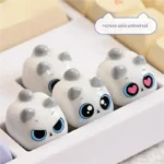 See the charming handcrafted 3D cute cat artisan keycap from multiple angles, perfect for mechanical keyboards, showcasing its playful Meow design.