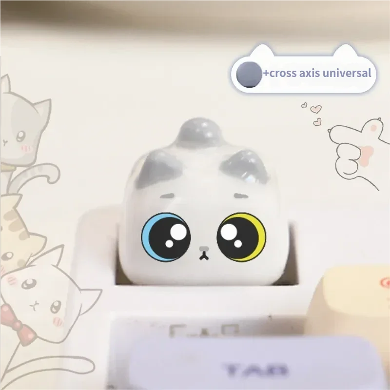 Charming handcrafted 3D cute cat artisan keycap, showcasing its unique, playful meow design for mechanical keyboards.