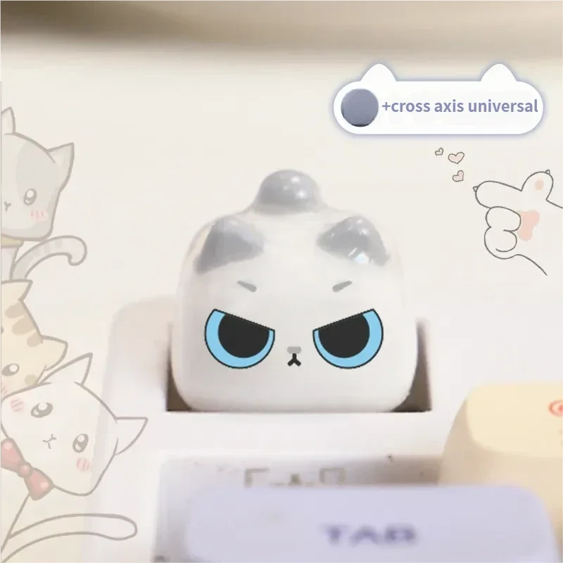 This handcrafted 3D cute cat artisan keycap showcases its cool meow design, adding a playful touch to mechanical keyboards.