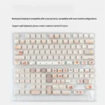 Baking Cat MAO Keycap Set from multiple angles, showcasing the adorable whimsical designs, smooth jade-like finish, and vibrant RGB glow.