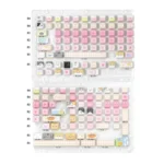 Adorable Cat Squad PBT Keycaps Set: a pastel cat dye-sub set in pink with cute cartoon cats and sweet feel.