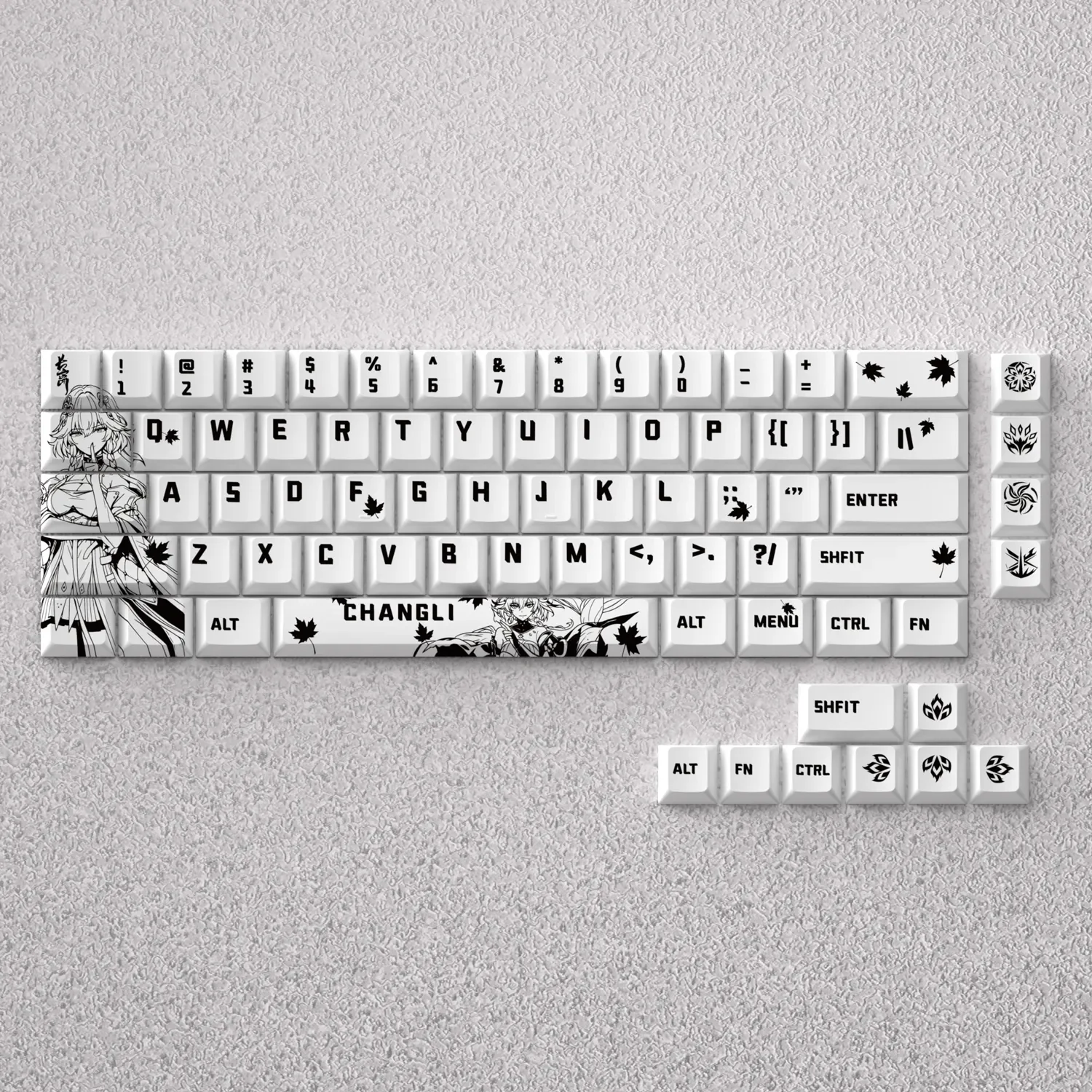 Changli Keycap Set, featuring an exquisite gaming character design with ethereal details for custom mechanical keyboards.