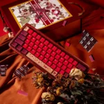 Rich gourmet liquor chocolate PBT dye-sublimated keycaps set for mechanical keyboards, showcasing luxurious details and multiple angles.