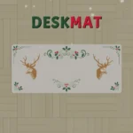 Festive Christmas Deskmat showcasing vibrant holiday artwork on a smooth, durable rubber surface, perfect for cozy winter wonderland desk cheer.