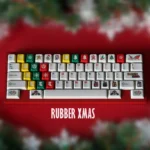 Whimsical Rubber Christmas Keycap Set showcasing tactile festive characters in soft holiday colors, perfect for unique keyboard decor.