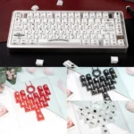 Artistic Mint Crystal Jelly Chrome Hearts Keycap Set, featuring stunning side-engraved gothic heart and cross designs in translucent PC+ABS.
