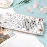 Mint Crystal Jelly Chrome Hearts Keycap Set gallery showcasing its side-engraved gothic design and translucent PC+ABS elegance from various artistic