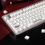 Gallery of the Mint Crystal Jelly Chrome Hearts Keycap Set. See its translucent PC+ABS, exquisite side-engraved gothic heart and cross artistry.