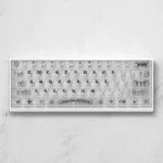 Gothic luxury Chrome Hearts keycaps set, crafted from frosted translucent PC, showcased from multiple angles highlighting its iconic edgy design.