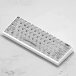 Gallery of Gothic Luxury Chrome Hearts keycaps set from various angles, showcasing the frosted translucent PC and edgy, ethereal glow on a keyboard.