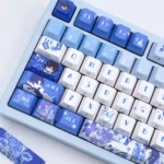 Clarence Lovebrush Chronicles Cherry keycaps set, featuring exclusive character art, sophisticated colors, and game motifs from multiple angles.