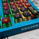 Cosmic Constellation Pudding PBT Keycaps ASA profile set gallery, highlighting celestial anime designs and translucent sides for vibrant RGB lighting.