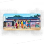 Vibrant Crayon Shin-chan family extra-large natural rubber desk mat, showcasing the playful anime portrait for a fun desktop.