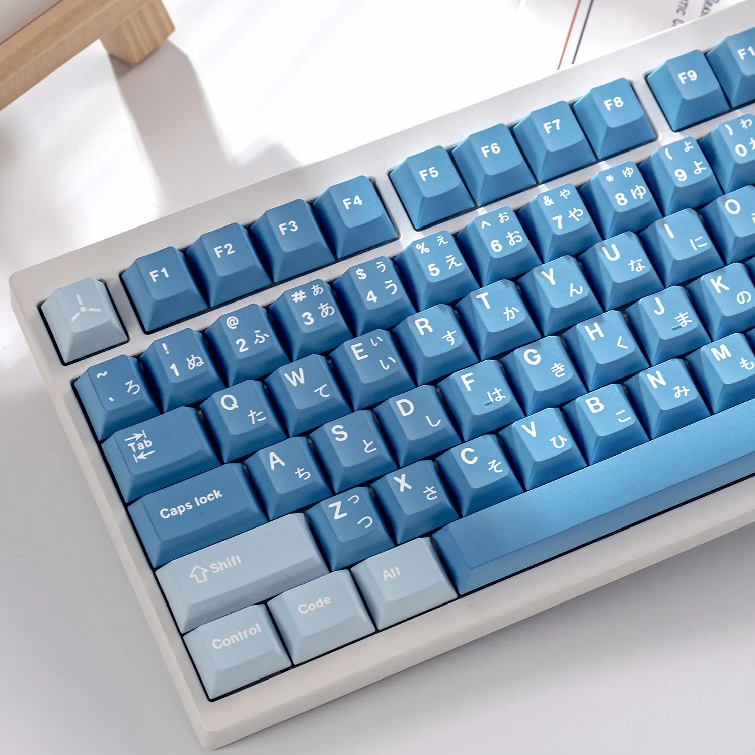 Crisp Blue RWB PBT dye-sub magnetic keycaps set in refreshing cool blue and white. Precision-engineered for magnetic switches, with premium design.