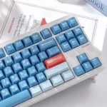 Crisp Blue RWB PBT Dye-Sub Magnetic Keycaps Set. Gallery view details the refreshing cool blue design, showcasing premium precision.