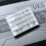 Edgy transparent Cross Sword Supplement Keycap Set glowing with gothic fantasy, perfect for mechanical keyboard customization.