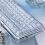 Gallery of Winter Letter Crystal Jelly Keycaps Set, KDA profile, showcasing translucent PBT+PC material and luminous, ethereal winter design.